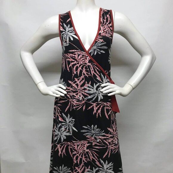 ANTHROPOLOGIE Tropical Print Stretch Wrap Dress S - Picture 11 of 11